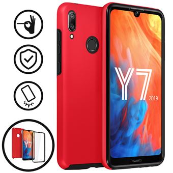 Capa Avizar para Huawei Y7 2019 360ª de Silicone e policarbonato Vermelho