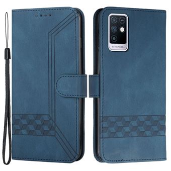 Capa PU padrão de linhas de losangos, fecho magnético com apoio, azul Magunivers para Infinix Note 10 Pro - 1