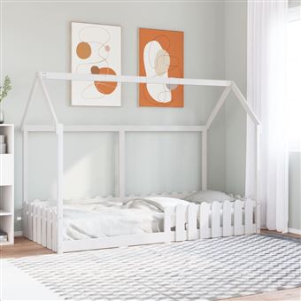 Cama infantil em formato de casa vidaXL | 90x190 cm | pinho maciço branco - 1