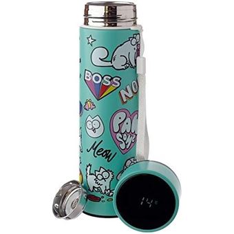 Garrafa Térmica Puckator com Termómetro Digital Simon's Cat | Aço Inoxidável | 500 ml - 1