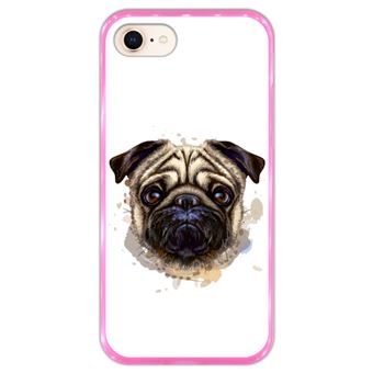 Capa Hapdey para iPhone 7 - 8 Design Retrato de Pug em Silicone Flexível e TPU Cor-de-Rosa
