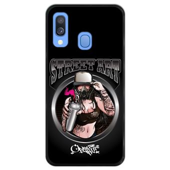 Capa Hapdey para Samsung Galaxy A40 2019 Design Street Art Grafitti em Silicone Flexível e TPU Preto