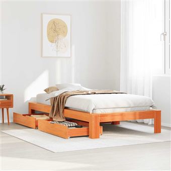 Cama sem colchão vidaXL | 75x190 cm | madeira de pinho maciça castanho-mel - 1