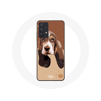 Capa Maniacase para Samsung Galaxy A32 5G com o rosto de um cão da raça Basset Hound - 1
