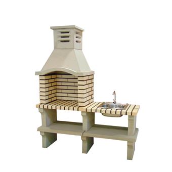 Churrasqueira com lava-louça ARTICIMENTOS BBQ NATIVE | produzida em tijolo branco e cimento refratário | 142x50x205cm - 1