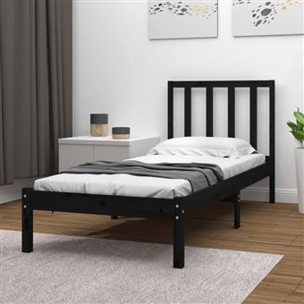 Estrutura de Cama Pequena vidaXL | Solteiro | 75x190 cm | pinho Preto - 1