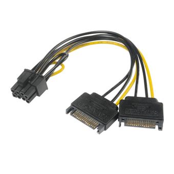 cabo de interface/adaptador de género Akasa AK-CBPW19-15  6+2pin PCIe SATA Preto - 1