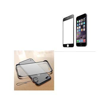 Kit Película de Vidro 5D Full Cover e Capa Naked Bumper Phonecare para iPhone 6s Plus - Preto / Transparente