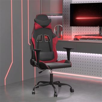 Cadeira de gaming de massagens vidaXL | couro artificial preto/vermelho tinto - 1