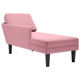 Chaise lounge com almofada/apoio de braços direito vidaXL | veludo rosa - 1