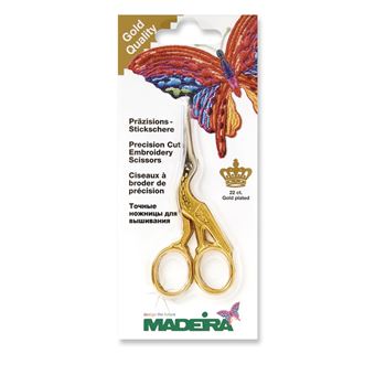 Tesoura para Bordar Forma de Cegonha Madeira 9479 Dourada