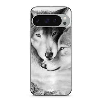 Capa Maniacase para Google Pixel 9 Pro | O lobo e a loba Animal preto e branco - 1