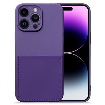 Capa de Silicone câmera de recortes precisos com suporte Magunivers para cartão Magunivers para iPhone 14 Pro Max - roxo escuro - 1