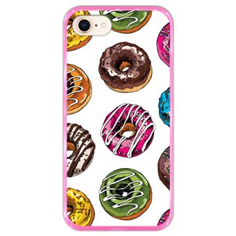 Capa Hapdey para iPhone 7 - 8 Design Donuts de Chocolate em Silicone Flexível e TPU Cor-de-Rosa