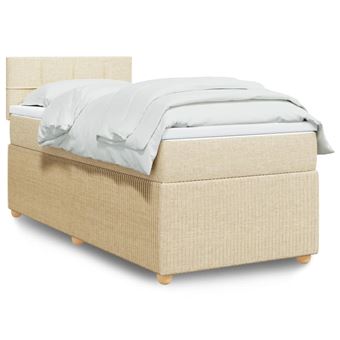 Cama com molas/colchão vidaXL | 90x190 cm | tecido cor creme - 1