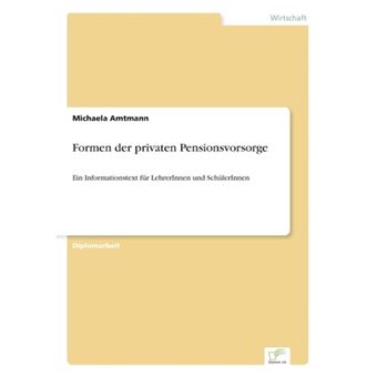 Formen Der Privaten Pensionsvorsorge - Paperback / softback - 2002 - 1