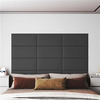 Painel de parede vidaXL | 12 Peças | 60x30 cm | couro artificial 2,16 m² | cinza - 1