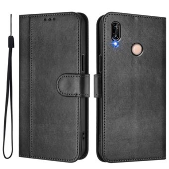 Capa FOXDOCK para Huawei P20 Lite | Estilo Vintage | TPU com Textura de Pele Antiderrapante | Compartimentos para Cartões e Suporte | Preto - 1