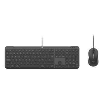Teclado com Fios + Rato Logitech 920-013344 | Idioma: Francês | Grafite - 1