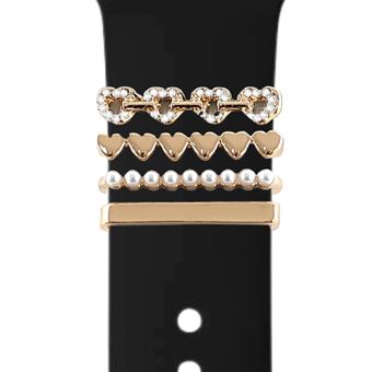 Bracelete Antiimpacto para Haylou RT2 LS10 | Pulseira com adorno Corações Preto - 1