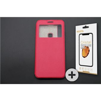 Conjunto com Película de Vidro Temperado e Capa Skyhe para Samsung Galaxy A9 2018 Flip Cover Gandy Vermelho - 1