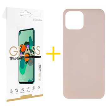 Pack 1 x Película de Vidro Temperado 2.5D + Capa Gandy  Apple iPhone 15 Plus Silicone Líquido - Rosa-Creme - 1