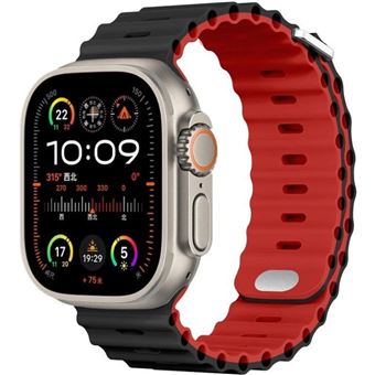 Bracelete Ocean Waves Antiimpacto para Apple Watch Ultra | Preto e Vermelho - 1