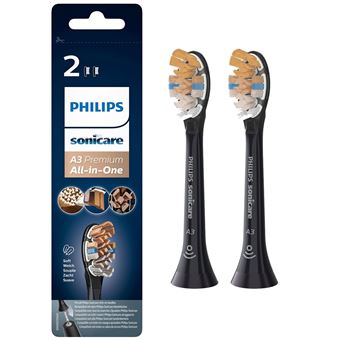 Cabeça de Escova de Dentes Philips A3 Premium All-in-One HX9092/11 Pack de 2 recargas pretas de escovas Sonicare | Preto - 1
