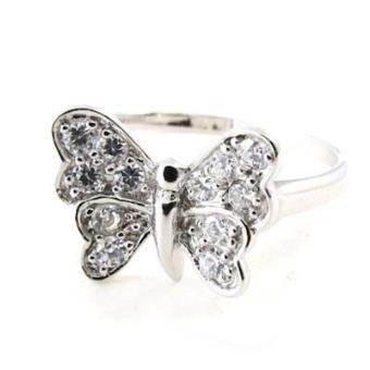 Les Incontournables - Anel prata "Papillon"branco - Tamanho 21 - 1