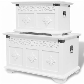 Conjunto de 2 Arcas de Arrumação Vidaxl MDF e Pinho Branco 54x33 cm - 1