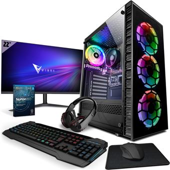 Computador Gaming Vibox I-2 PC - 22&quot;&quot; Pacote de monitores - Quad Core AMD Ryzen 3200G Processador 4GHz - Radeon Vega 8 - 8GB RAM - 480GB SSD - Windows 11 - WiFi - 1