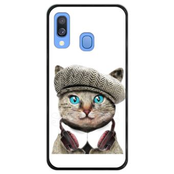 Capa Hapdey para Samsung Galaxy A40 2019 Design Gato Britânico Engraçado em Silicone Flexível e TPU Preto