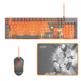 Teclado Gaming com Fios + Rato FR-TEC PC Dragon Ball Super PACK Keyboard + Mouse + Mousepad | Cinzento, Laranja - 1