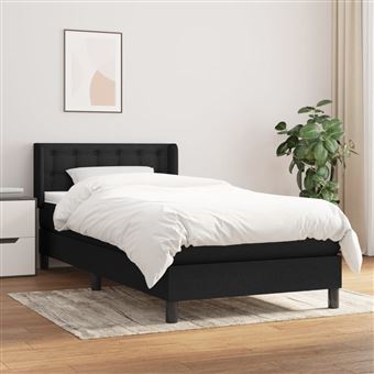 Cama com molas e colchão vidaXL | 100x200 cm | tecido preto - 1