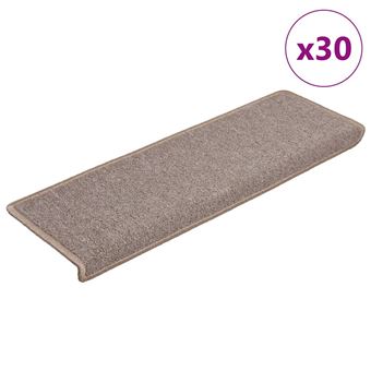 Tapetes de escada vidaXL | 30 Peças | 65x21x4 cm | Castanho claro com borda retangular - 1