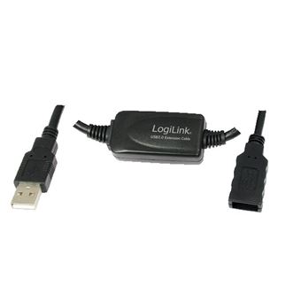 LogiLink 20M USB 2.0 - USB 2.0 M/F cabo USB USB A Preto - 1