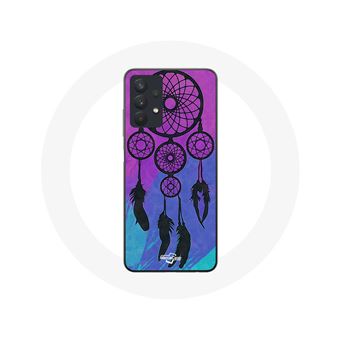 Capa Maniacase para Samsung Galaxy A32 5G de um Apanhador de Sonhos (Attrape Rêve) Preto em Fundo azul e violeta - 1