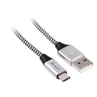 Tracer TRAKBK46265 cabo USB 1 m 2.0 USB C USB A Preto, Prateado - 1