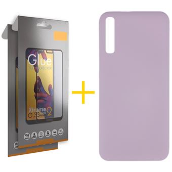 Conjunto skyhe 2 x Película de Vidro Full + Capa para Samsung Galaxy A50 | Silicone Líquido - Roxo - 1