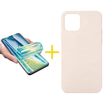 Pack 1 x Película de Hidrogel + Capa Accetel Apple iphone 11 Pro | Silicone Líquido - Rosa-Creme - 1