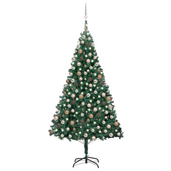 Árvore Natal artificial pré-iluminada vidaXL com Bolas | 210 cm PVC verde - 1