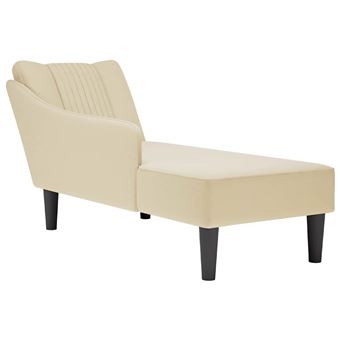 Chaise lounge com tecido creme para apoio de braço direito vidaXL | - 1