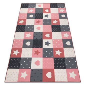 Tapete para Crianças RugsX Stars Estrelas | Rosa / Cinzento | 150X500 cm - 1