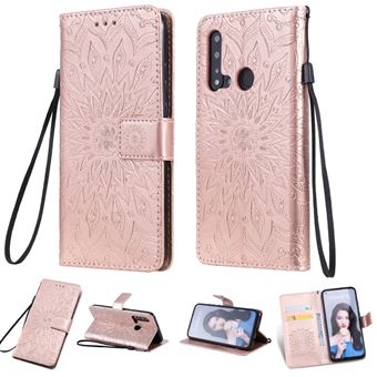 Capa Magunivers PU Girassol com Apoio Dourado Rosa para Huawei P20 Lite 2019/Nova 5I