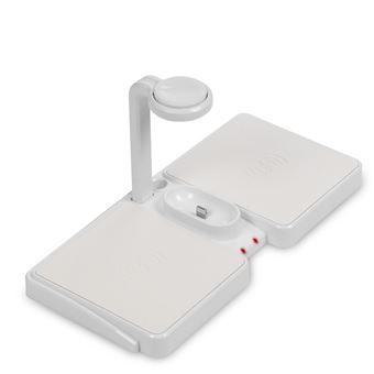 Estação de Carregamento sem Fio Qi DAM | Compatível com Carregamento Rápido Fast Charge para Apple Watch, AirPods e 2 iPhone/Samsung/Smartphones - Branco - 1