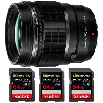 Olympus M.Zuiko Digital ED 45mm f/1.2 PRO + 3 SanDisk 64GB UHS-II 300 MB/s + PDF 15 Técnicas para Melhorar as suas Fotografias - 1