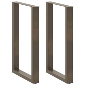 Pés de mesa de bar vidaXL | Formato de U | 2 peças | aço natural | 60x(90-91) cm | Aço - 1