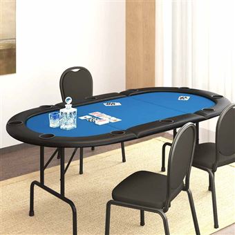 Mesa de póquer vidaXL | dobrável 10 jogadores 207x106x76 cm | azul - 1