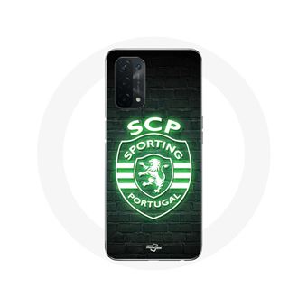 Capa Maniacase para Oppo A74 5G com o logotipo do SCP Sporting Portugal em Fundo Preto Luminoso - 1