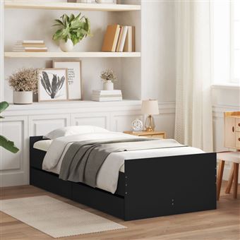 Estrutura de cama com gavetas vidaXL | 90x200 cm | preto - 1